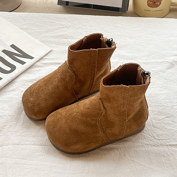 Детски кадифени ботуши за есен, унисекс, с заден цип, нисък маншет, дишащи, леки, противохлъзгаща подметка, за деца 1–12 години