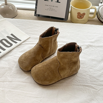 Детски кадифени ботуши за есен, унисекс, с заден цип, нисък маншет, дишащи, леки, противохлъзгаща подметка, за деца 1–12 години