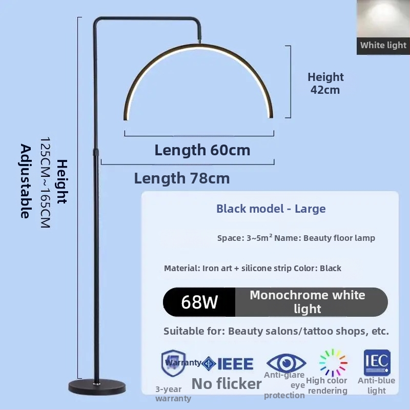 Štýl LED lampa pre kozmetický salón na starostlivosť o oči, nechty a mihalnice, stojaca lampa, 100–240 V, pokrytie 10–15 m², nožný vypínač, moderný minimalistický štýl