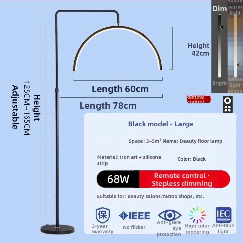 Štýl LED lampa pre kozmetický salón na starostlivosť o oči, nechty a mihalnice, stojaca lampa, 100–240 V, pokrytie 10–15 m², nožný vypínač, moderný minimalistický štýl