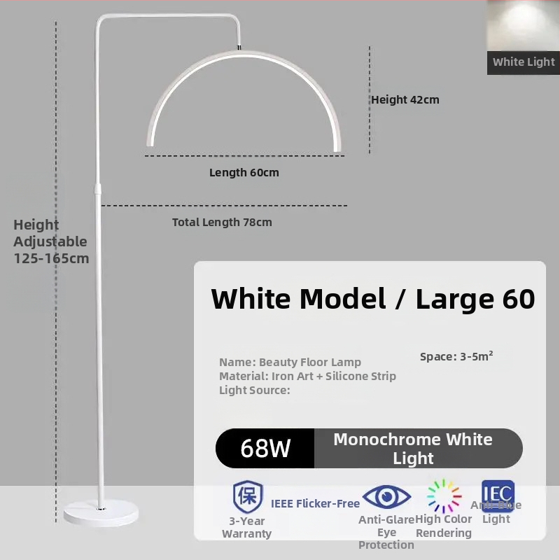 Štýl LED lampa pre kozmetický salón na starostlivosť o oči, nechty a mihalnice, stojaca lampa, 100–240 V, pokrytie 10–15 m², nožný vypínač, moderný minimalistický štýl