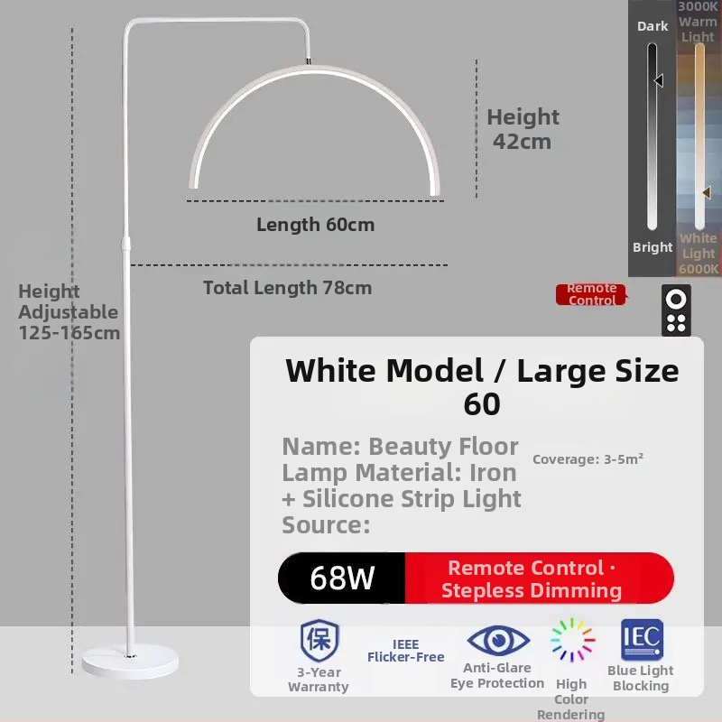 Štýl LED lampa pre kozmetický salón na starostlivosť o oči, nechty a mihalnice, stojaca lampa, 100–240 V, pokrytie 10–15 m², nožný vypínač, moderný minimalistický štýl