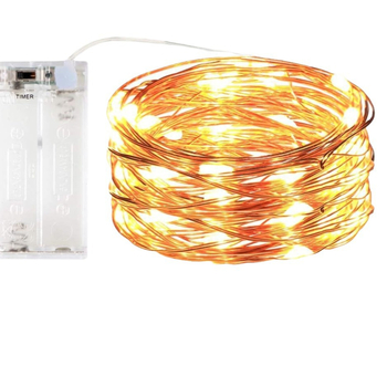 Unutarnja LED niz svjetla s prozirnim kućištem za baterije i tajmerom, 2x AA, 30 LED, topla bijela 3500K, IP44