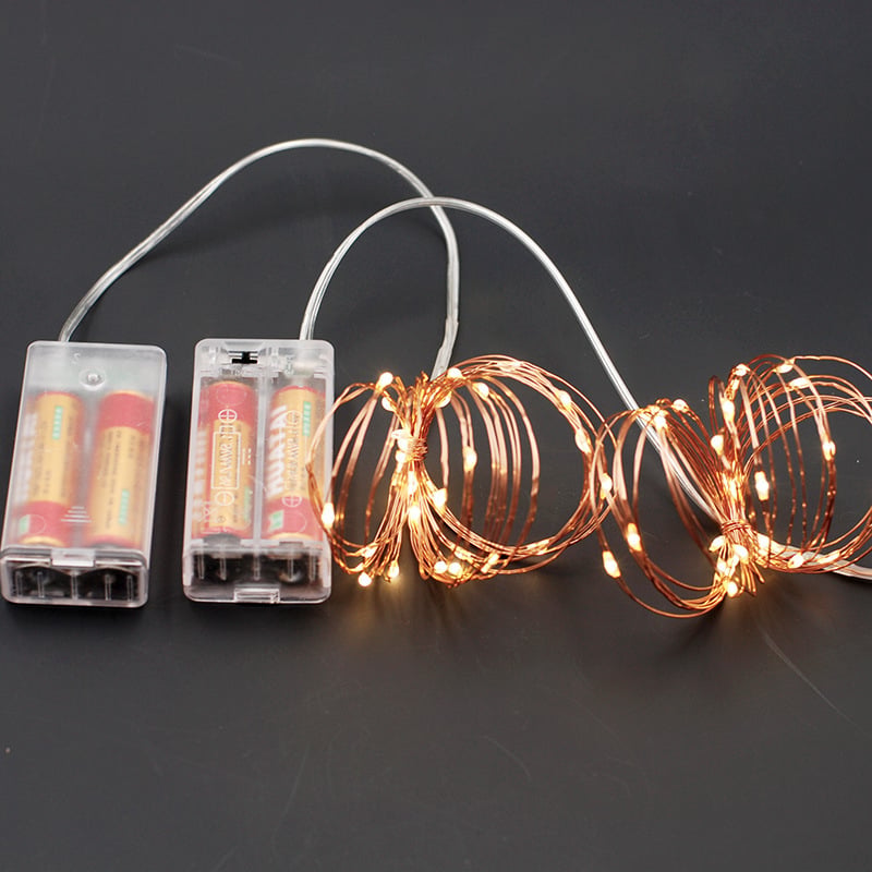 Unutarnja LED niz svjetla s prozirnim kućištem za baterije i tajmerom, 2x AA, 30 LED, topla bijela 3500K, IP44