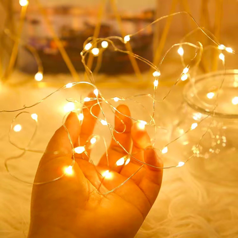 Unutarnja LED niz svjetla s prozirnim kućištem za baterije i tajmerom, 2x AA, 30 LED, topla bijela 3500K, IP44