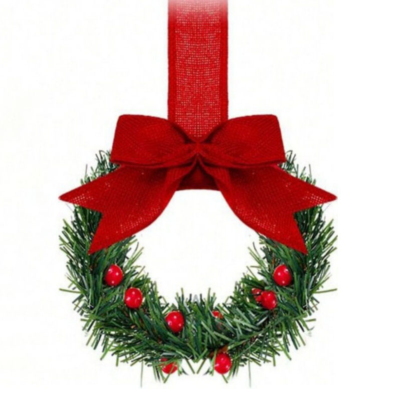 Vianočný veniec na skrinku/kuchyňu so stuhou a mašľou, z plastu, ručne vyrobený, moderný minimalistický štýl