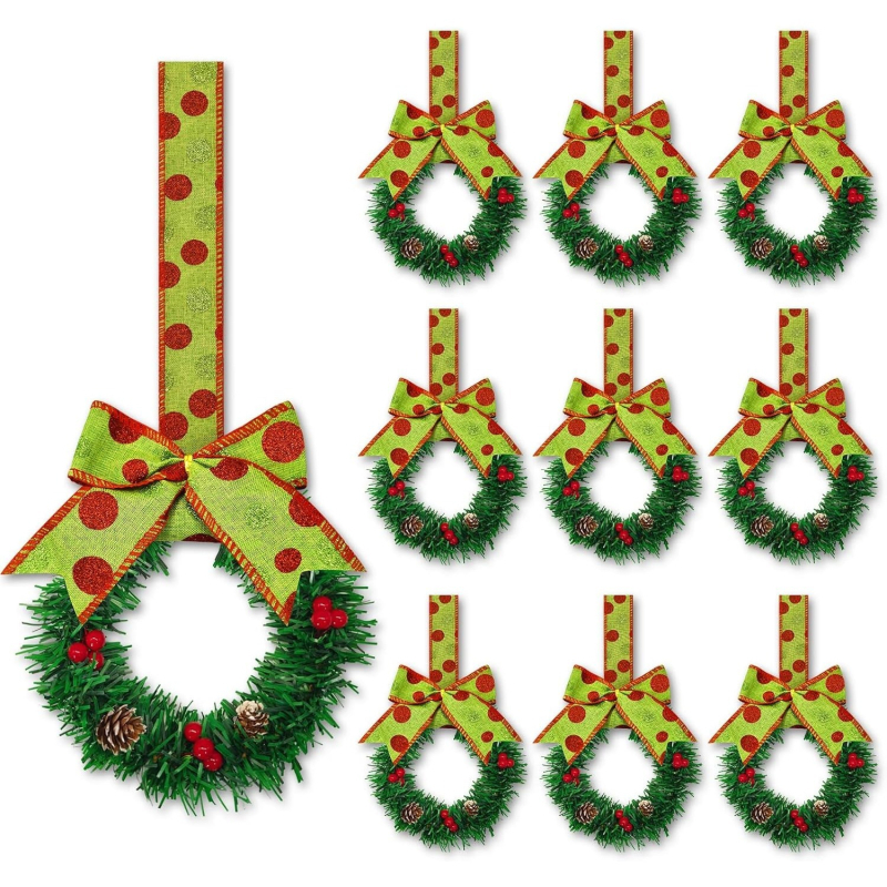 Vianočný veniec na skrinku/kuchyňu so stuhou a mašľou, z plastu, ručne vyrobený, moderný minimalistický štýl