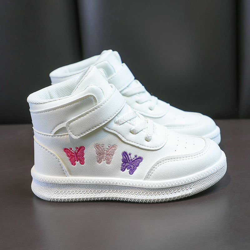 Djeca bijele visoke tenisice s Velcro zatvaračem, unisex, za proljeće i jesen, s protukliznom potplatom