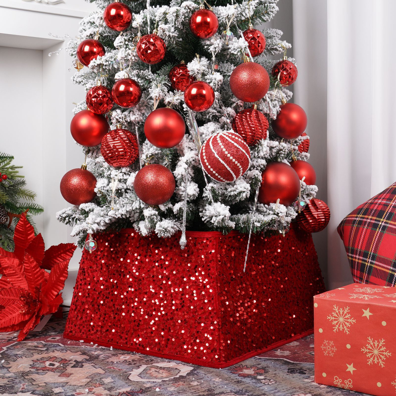 Plantronics vianočná sukňa na strom s flitrami, 3D okolie stromu dekor, moderný minimalistický štýl, polo manuálna a polo automatická výroba