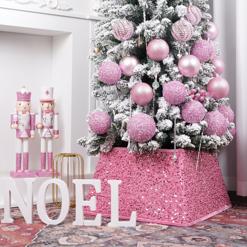 Plantronics vianočná sukňa na strom s flitrami, 3D okolie stromu dekor, moderný minimalistický štýl, polo manuálna a polo automatická výroba