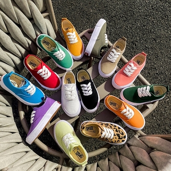 Pantofi sport pentru copii, stil coreean, de tip low-top, din canvas, cu șireturi în față, respirabili, talpă din cauciuc, unisex, pentru primăvară și toamnă