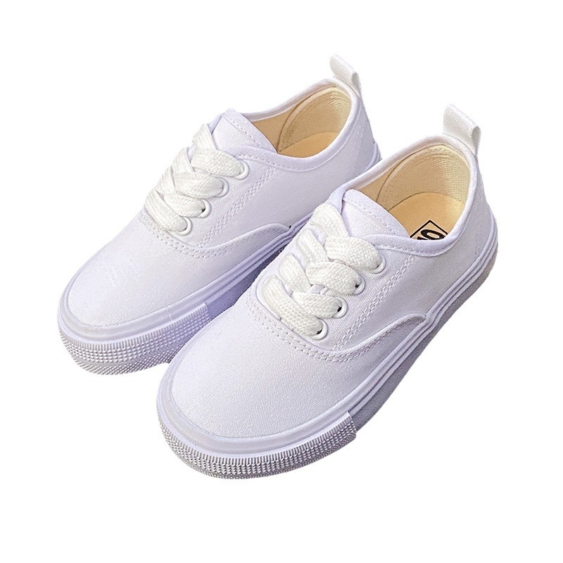 Pantofi sport pentru copii, stil coreean, de tip low-top, din canvas, cu șireturi în față, respirabili, talpă din cauciuc, unisex, pentru primăvară și toamnă