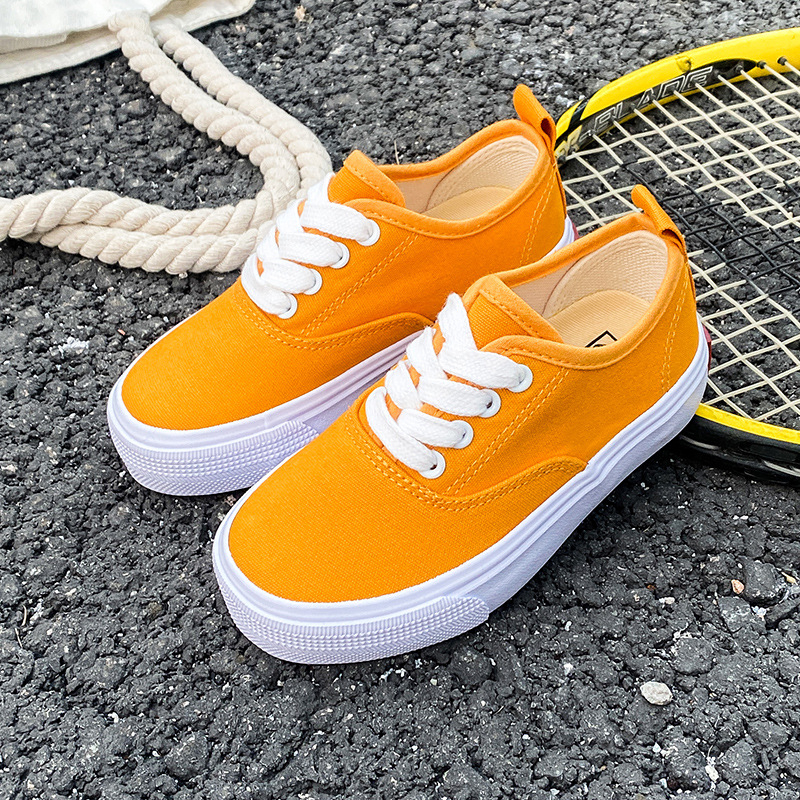 Pantofi sport pentru copii, stil coreean, de tip low-top, din canvas, cu șireturi în față, respirabili, talpă din cauciuc, unisex, pentru primăvară și toamnă