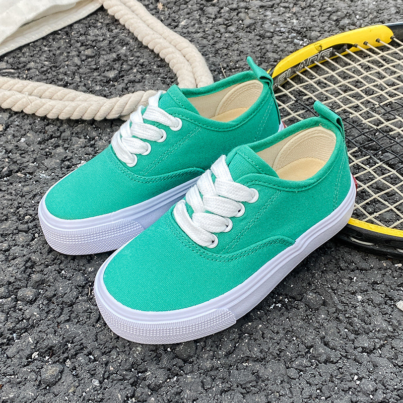 Pantofi sport pentru copii, stil coreean, de tip low-top, din canvas, cu șireturi în față, respirabili, talpă din cauciuc, unisex, pentru primăvară și toamnă
