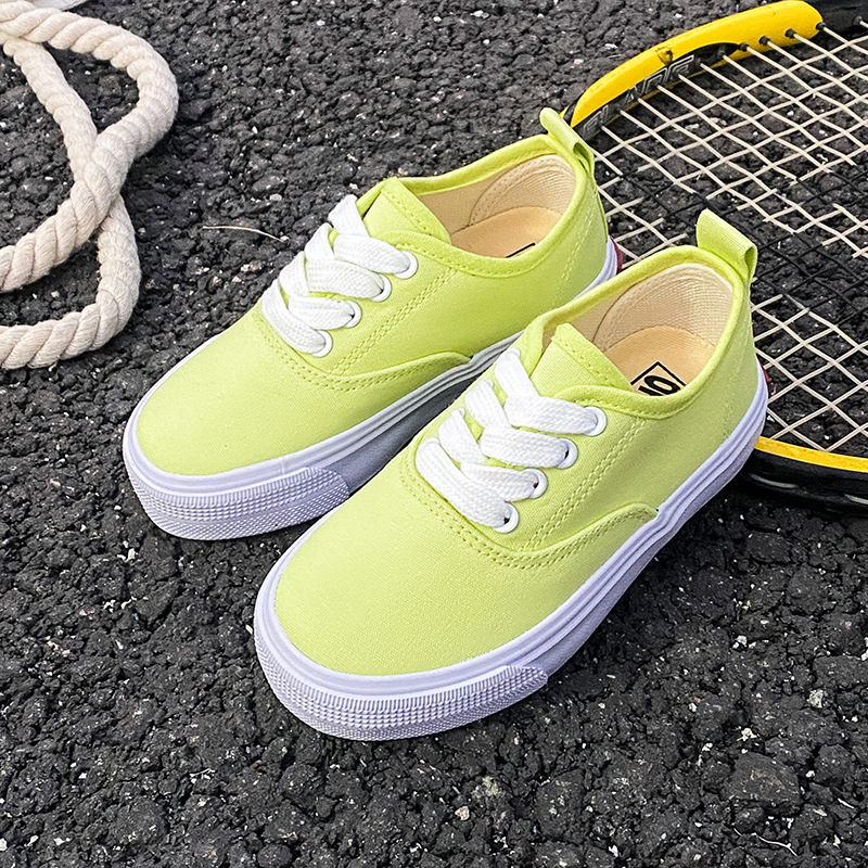 Pantofi sport pentru copii, stil coreean, de tip low-top, din canvas, cu șireturi în față, respirabili, talpă din cauciuc, unisex, pentru primăvară și toamnă