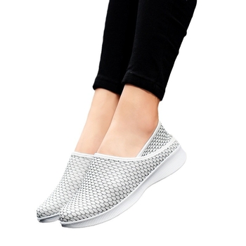 Női szövött hálós slip-on cipő, elasztikus pántos záródás, alacsony felső rész, kopásálló gumitalp