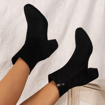 Martin čizme, korejski stil, velur gornji dio, okrugli vrh, bočni zatvarač, gumeni potplat, visok pet 6-8 cm