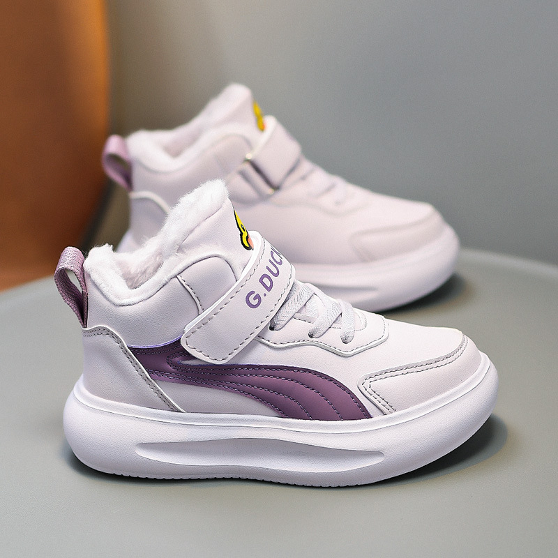 Dječje tenisice u Maillard stilu, zimsko izdanje 2024, za dječake i djevojčice, Velcro zatvarač, mekana potplata, fleece podstava, unisex skate tenisice