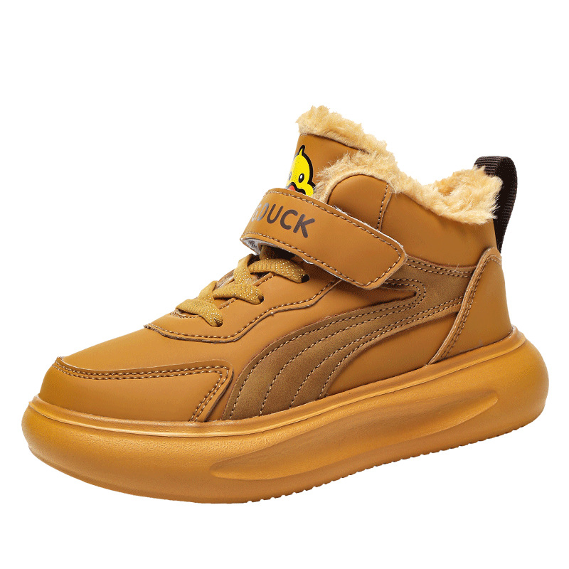 Dječje tenisice u Maillard stilu, zimsko izdanje 2024, za dječake i djevojčice, Velcro zatvarač, mekana potplata, fleece podstava, unisex skate tenisice