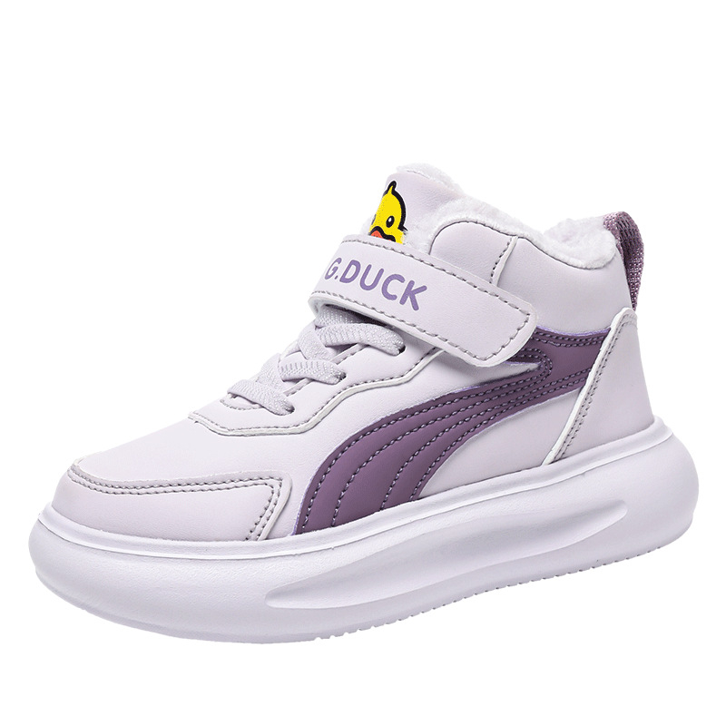 Dječje tenisice u Maillard stilu, zimsko izdanje 2024, za dječake i djevojčice, Velcro zatvarač, mekana potplata, fleece podstava, unisex skate tenisice