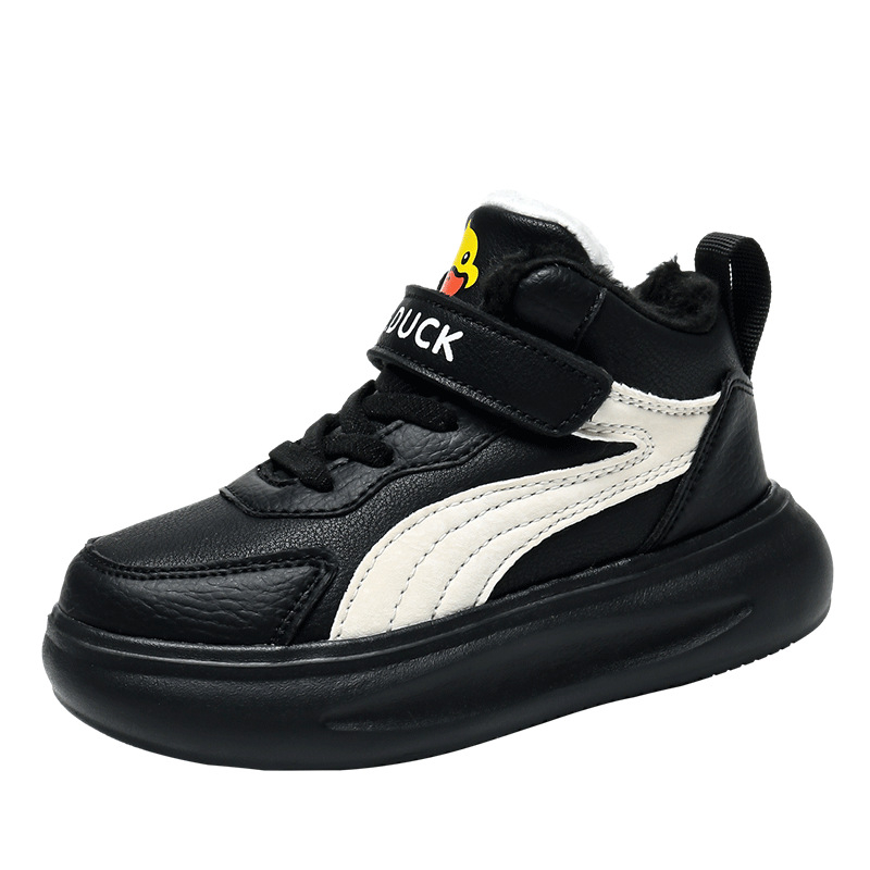 Dječje tenisice u Maillard stilu, zimsko izdanje 2024, za dječake i djevojčice, Velcro zatvarač, mekana potplata, fleece podstava, unisex skate tenisice