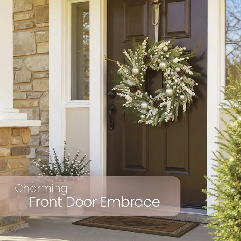 Umelý veniec z listov eukalyptu – jarná a vianočná dekorácia na dvere alebo okno, ručne vyrobený z plastu