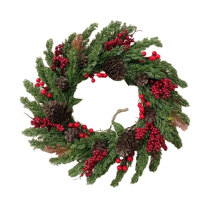 Umelý veniec z listov eukalyptu – jarná a vianočná dekorácia na dvere alebo okno, ručne vyrobený z plastu