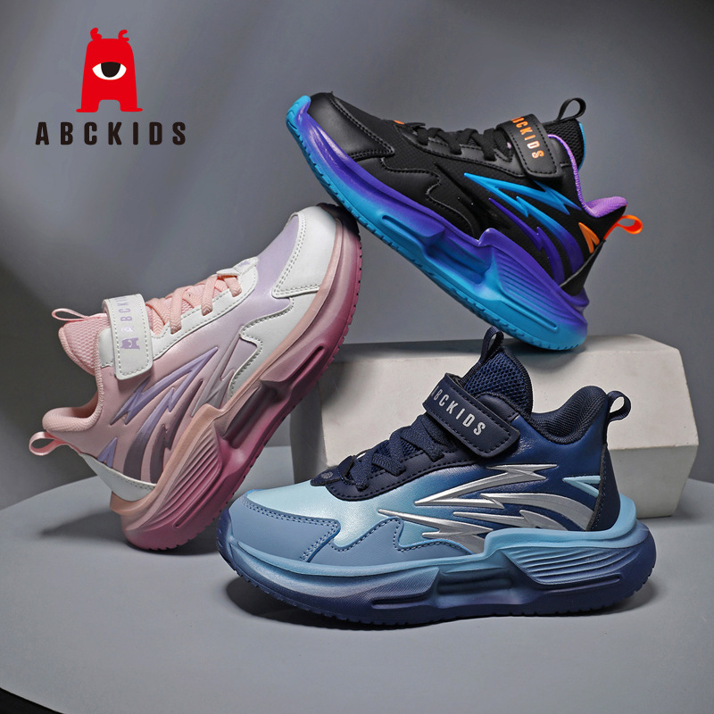 ABCkids Unisex tenisice za trčanje od sintetičke kože - vodootporne, lagane, Velcro kopča, MD potplat, prugasti uzorak