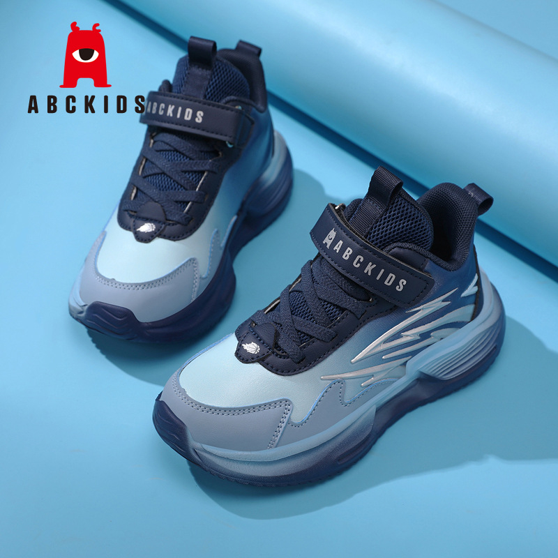 ABCkids Unisex tenisice za trčanje od sintetičke kože - vodootporne, lagane, Velcro kopča, MD potplat, prugasti uzorak