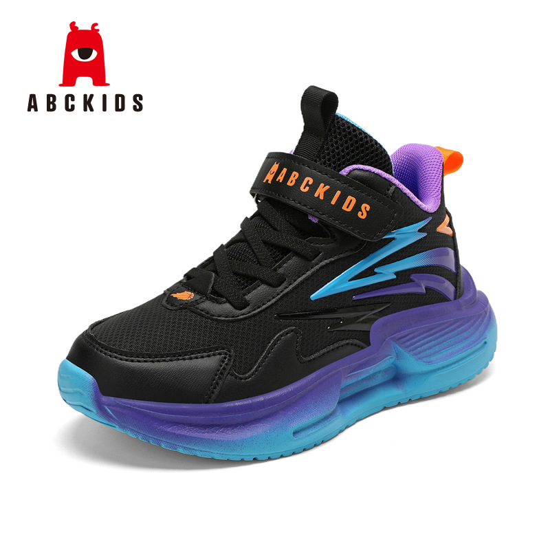 ABCkids Unisex tenisice za trčanje od sintetičke kože - vodootporne, lagane, Velcro kopča, MD potplat, prugasti uzorak