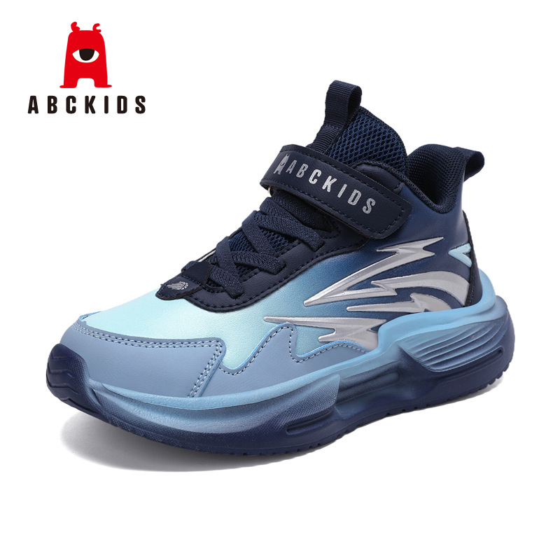 ABCkids Unisex tenisice za trčanje od sintetičke kože - vodootporne, lagane, Velcro kopča, MD potplat, prugasti uzorak