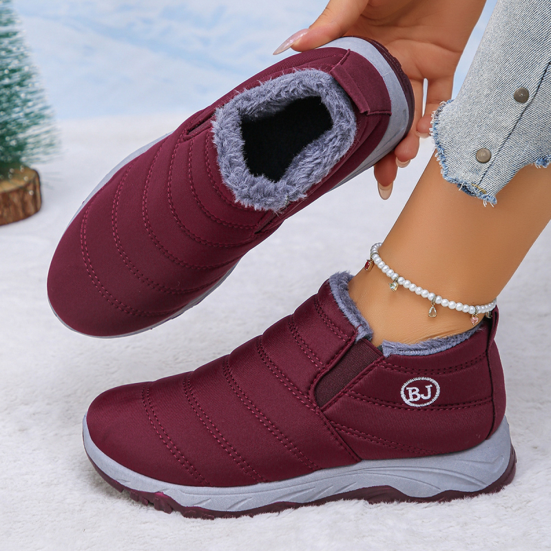 Zimske pamučne čizme s umjetnim krznom, dodatno debeli i topli, Slip-On, visok obod, okrugli vrh