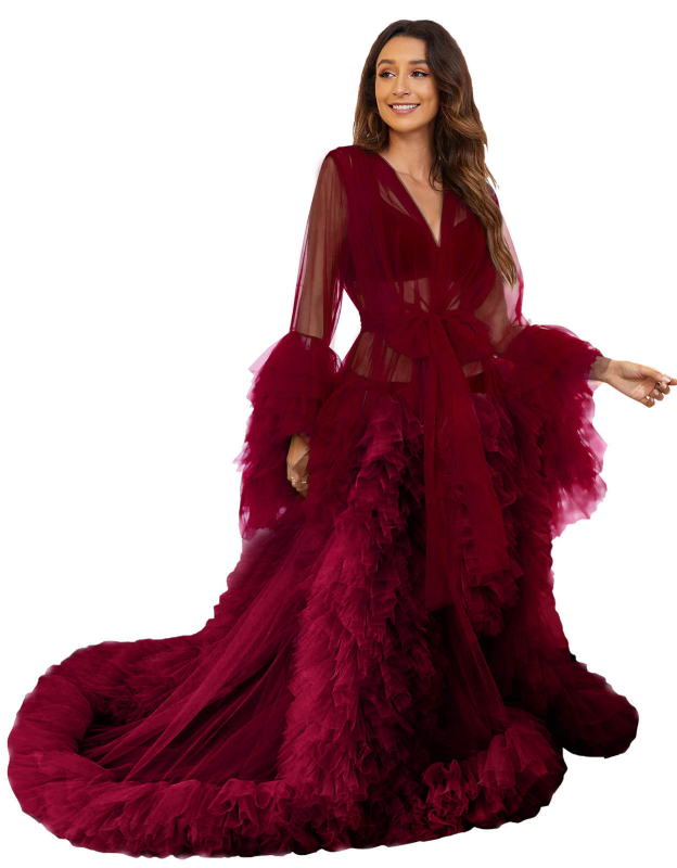 Tehotenské šaty s V výstrihom, sieťovinový materiál, dlhé rukávy, A-line dlhá sukňa, polyester 95%+