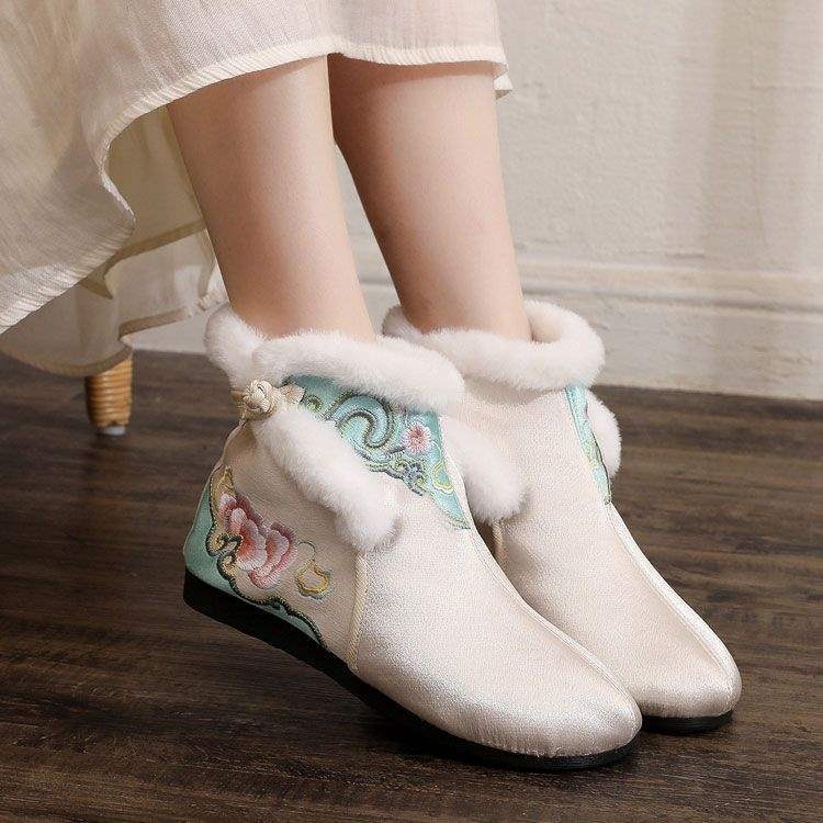 Ručne tkane topánky – etnický štýl, protišmykové, teplé, vrchný materiál z plátna