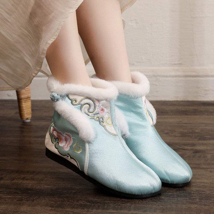 Ručne tkane topánky – etnický štýl, protišmykové, teplé, vrchný materiál z plátna