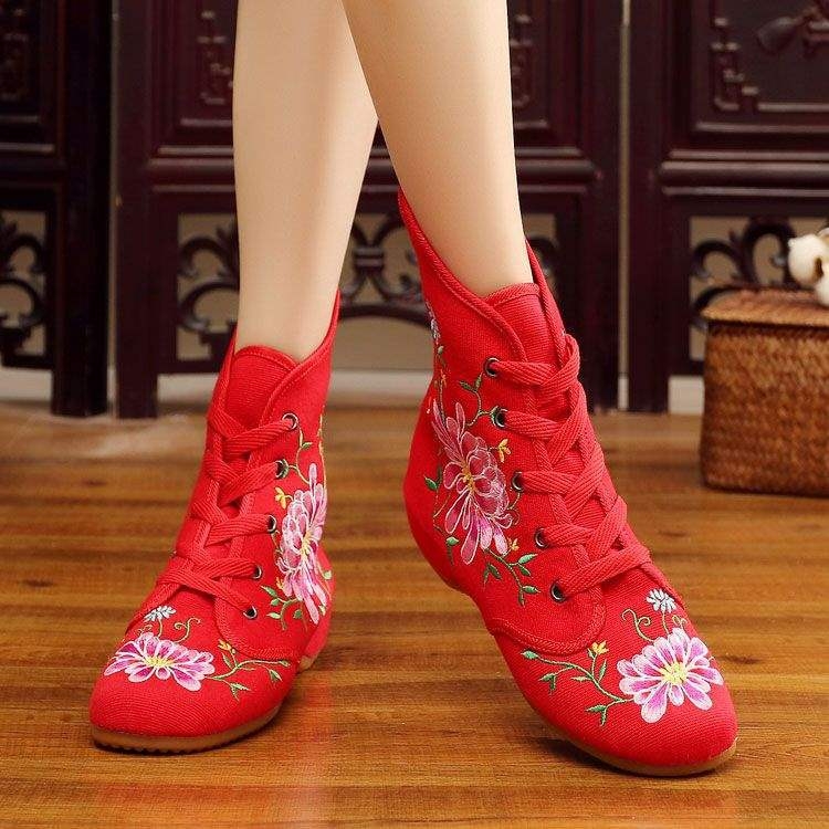 Ručne tkane topánky – etnický štýl, protišmykové, teplé, vrchný materiál z plátna