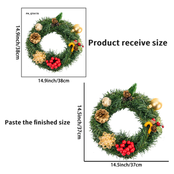 Διακοσμητικό αυτοκόλλητο τοίχου: στεφάνι με κωνοφόρα σε φλοράλ μοτίβο, PVC, PH-QT9284, επίπεδο αυτοκόλλητο για σαλόνι και είσοδο, μοντέρνο μινιμαλιστικό στυλ