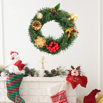 Διακοσμητικό αυτοκόλλητο τοίχου: στεφάνι με κωνοφόρα σε φλοράλ μοτίβο, PVC, PH-QT9284, επίπεδο αυτοκόλλητο για σαλόνι και είσοδο, μοντέρνο μινιμαλιστικό στυλ