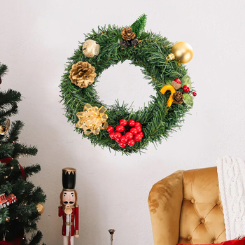 Διακοσμητικό αυτοκόλλητο τοίχου: στεφάνι με κωνοφόρα σε φλοράλ μοτίβο, PVC, PH-QT9284, επίπεδο αυτοκόλλητο για σαλόνι και είσοδο, μοντέρνο μινιμαλιστικό στυλ