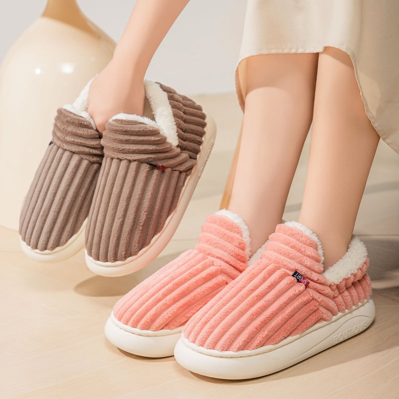 Női pamut papucs fleece-béléssel, téli, vastagított, beltéri slip-on