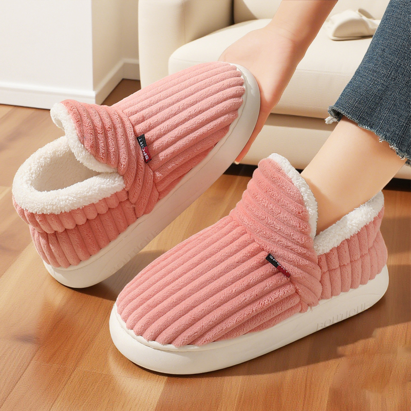 Női pamut papucs fleece-béléssel, téli, vastagított, beltéri slip-on