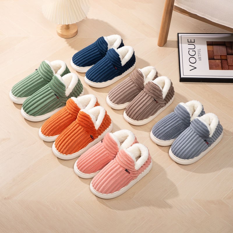 Női pamut papucs fleece-béléssel, téli, vastagított, beltéri slip-on