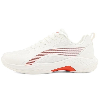 Pantofi badminton, partea superioară din piele și plasă, talpă exterioară din cauciuc antiaderent, talpă mijlocie din cauciuc, guler scăzut, vârf rotund