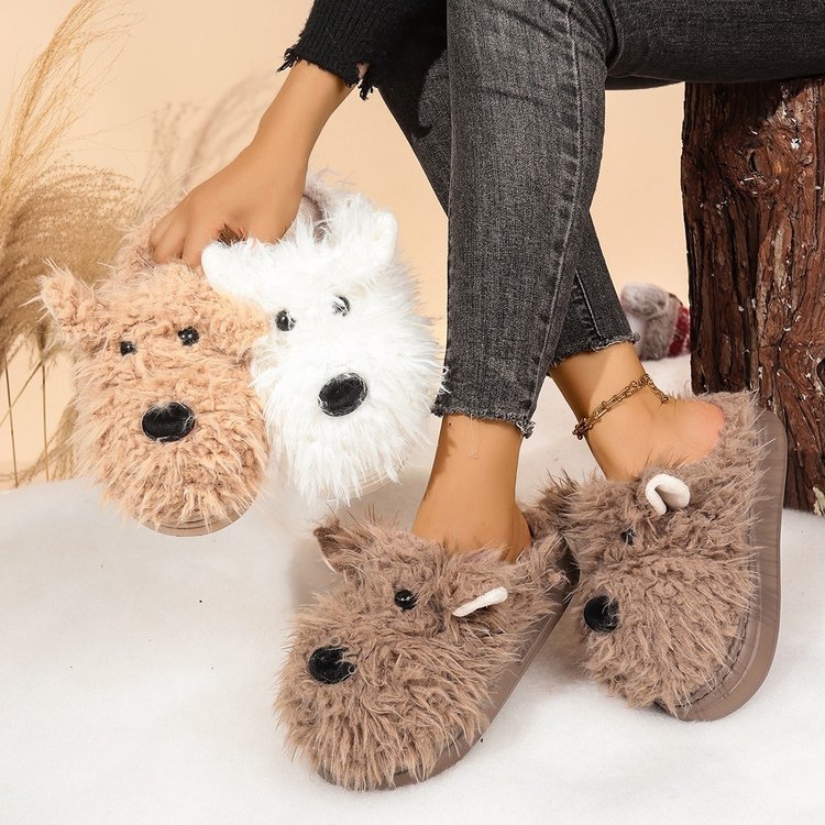 Namų ir lauko šlepetės: mielas stilius, uždaras pirštas, viršus iš dirbtinės vilnos mišinio, EVA padas, pūkuota vidinė danga