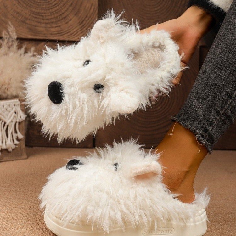 Namų ir lauko šlepetės: mielas stilius, uždaras pirštas, viršus iš dirbtinės vilnos mišinio, EVA padas, pūkuota vidinė danga