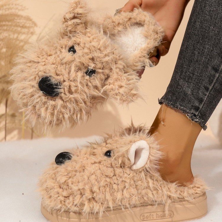 Namų ir lauko šlepetės: mielas stilius, uždaras pirštas, viršus iš dirbtinės vilnos mišinio, EVA padas, pūkuota vidinė danga