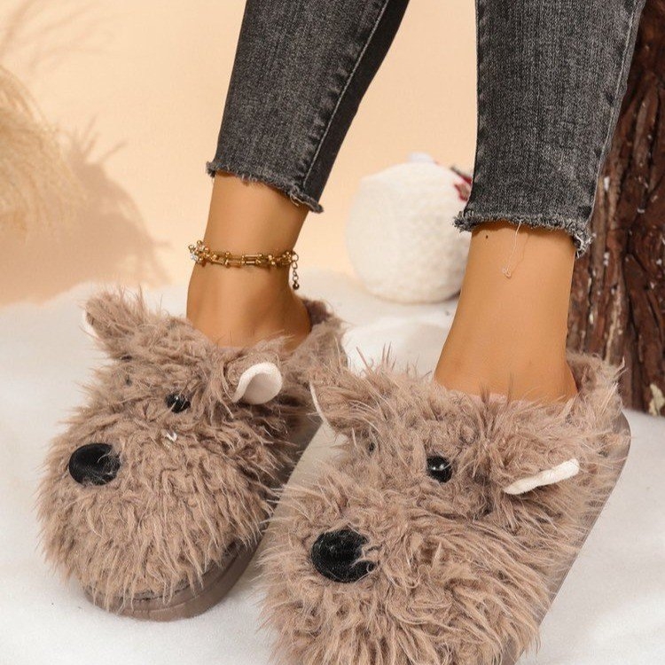 Namų ir lauko šlepetės: mielas stilius, uždaras pirštas, viršus iš dirbtinės vilnos mišinio, EVA padas, pūkuota vidinė danga