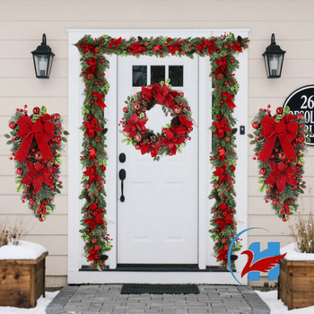 Sada dekorácií veniec so sametovými kvetmi, plastový materiál, zavesenie hore nohami, značka Zonghong