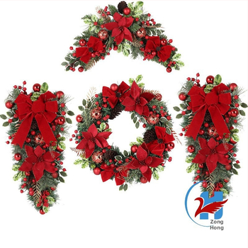 Sada dekorácií veniec so sametovými kvetmi, plastový materiál, zavesenie hore nohami, značka Zonghong