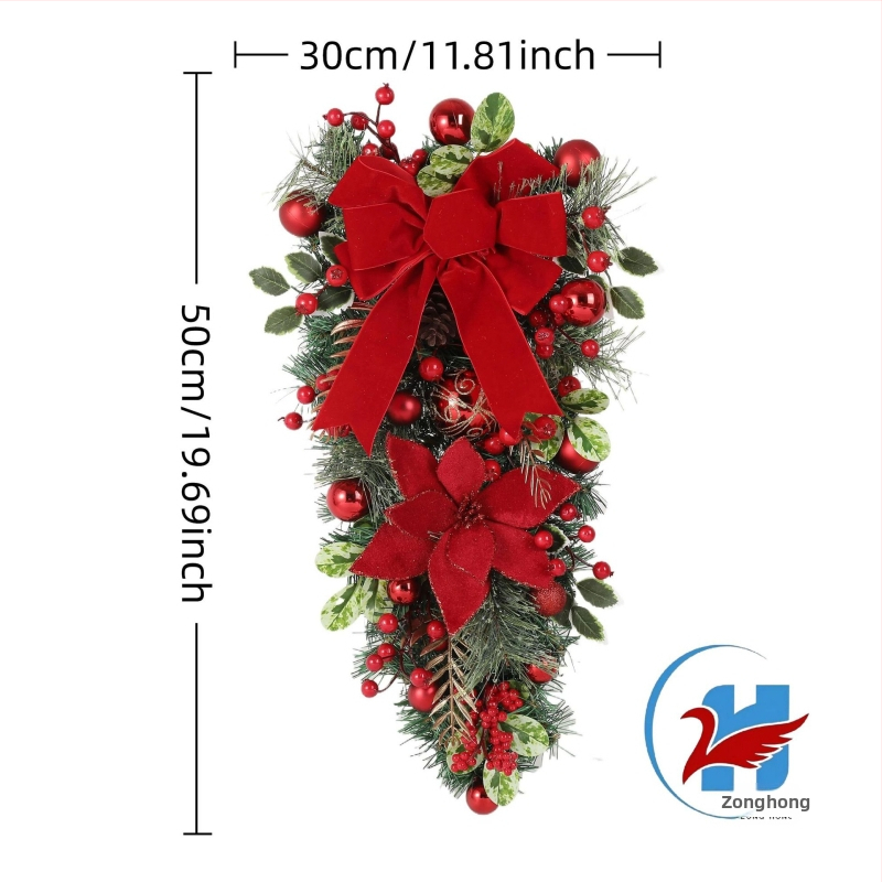 Sada dekorácií veniec so sametovými kvetmi, plastový materiál, zavesenie hore nohami, značka Zonghong